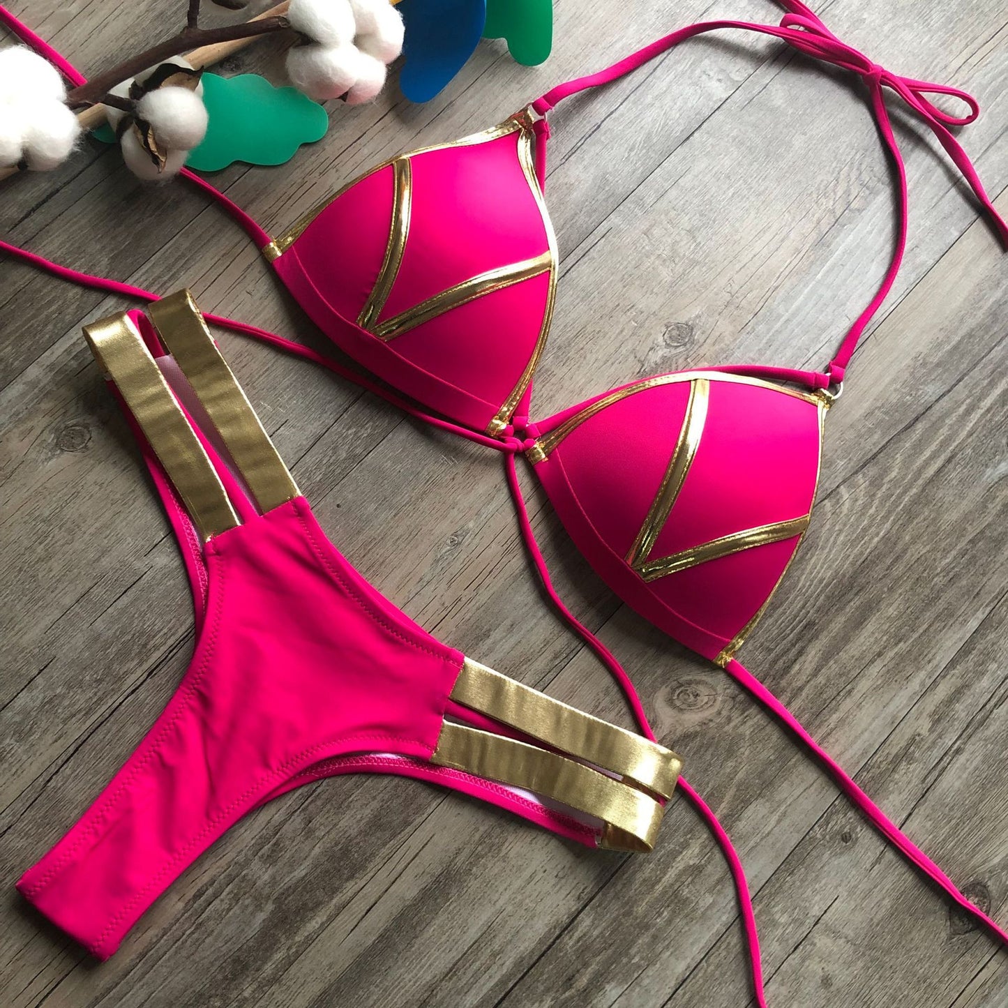 Bikini facing forward, pink, front, femme fatale empire, the xena bikini,